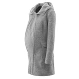 Mamalila Manteau de Portage en Laine à Capuche Manteau de portage - Gris Clair